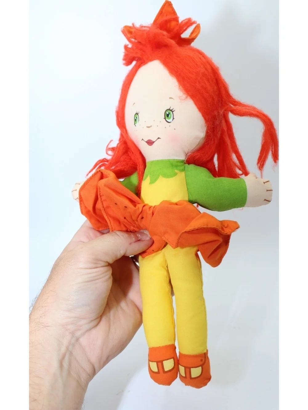 Vintage 1986 Avon Little Blossom Scamper Lily Yarn Hair Plush Rag Doll Cloth Toy